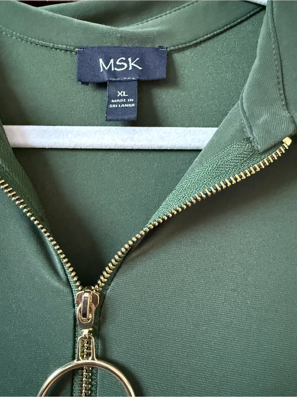 MSK Olive Green Bomber Jacket with Gold Zip